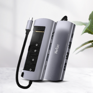 Netac WH41 Multifunctional M.2 NGFF SSD Enclosure 6-port Type-C Hub Support 100W PD Fast Charging with Gigabit Network Port